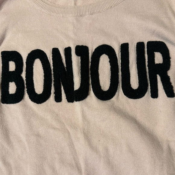 Elle Light Pink 'Bonjour' Crew Neck Sweater - Picture 2 of 2